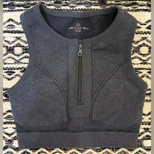 Offline by Aerie Gray Zip-Up Cropped top racer back. Size small. EUC.
